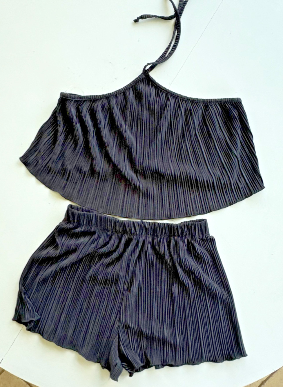 Emory Park Black Crop Top and Short Set - Medium NWT